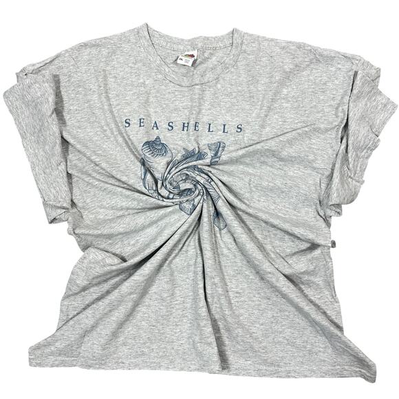 Seashell Beachy T-Shirt Unisex 2XL Gray Blue S/S Crewneck Coastal Resort Marine - Picture 6 of 6